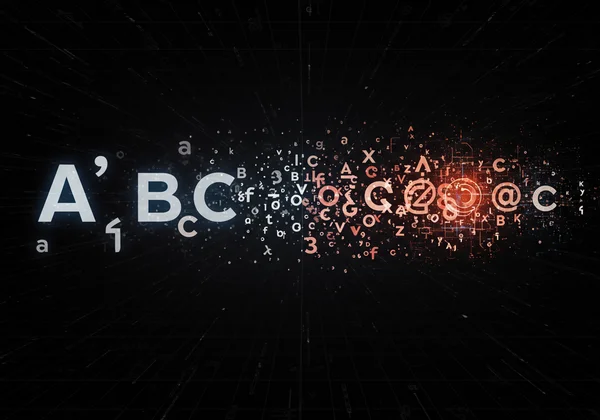 Unicode characters transforming text on a digital screen