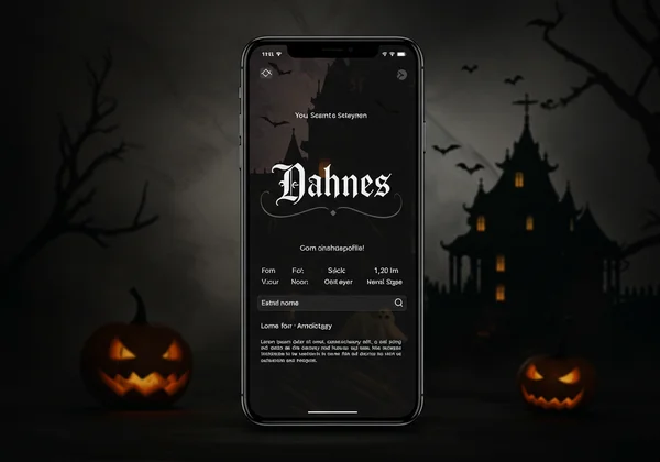 سيرة ذاتية على وسائل التواصل الاجتماعي بنص هالوين قوطي متصل وغامض.