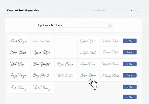 Interface of a cursive text generator tool.