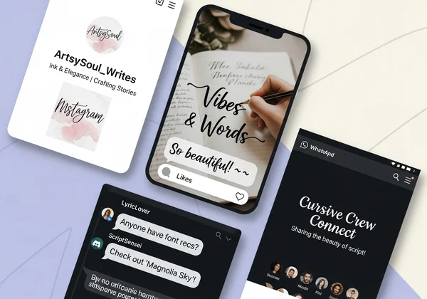 Social media profiles showing creative cursive fonts