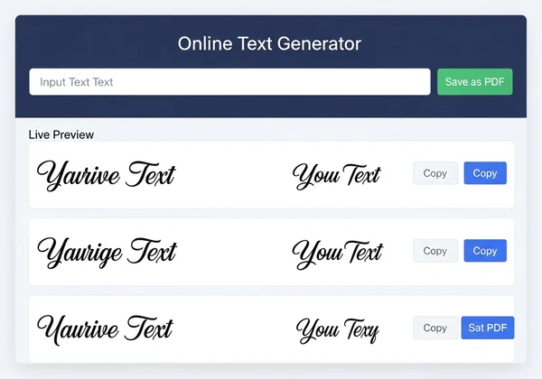 Screenshot of a cursive text generator tool interface